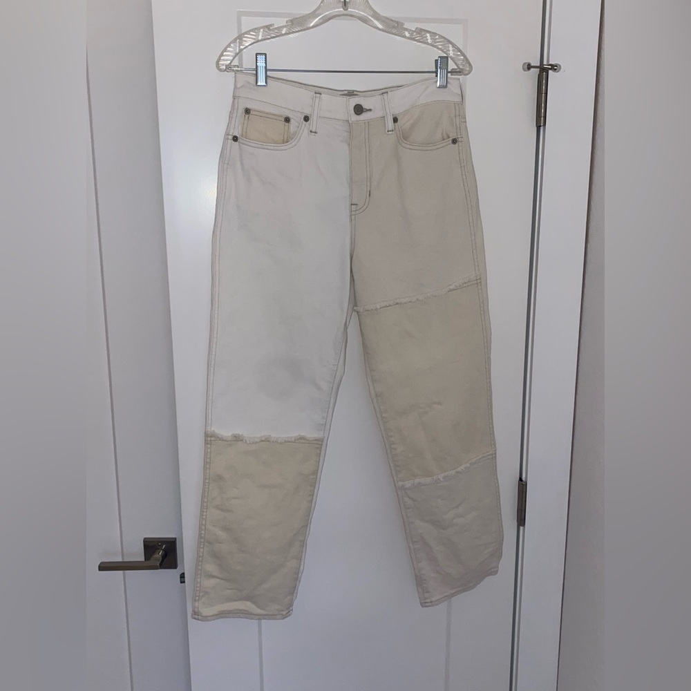 J Crew Womens Cotton White Patchwork High Waisted Jeans size 28